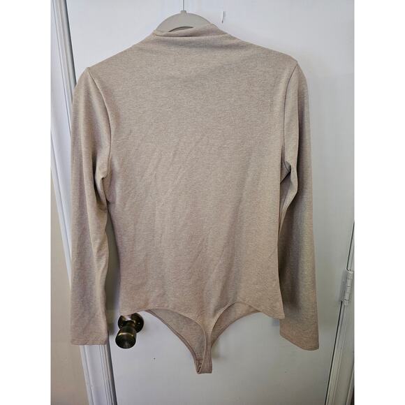 NwT Express Body Contour Mock Neck Cutout Bodysuit Lrg Long Sleeve Neutral Layer - Picture 6 of 6